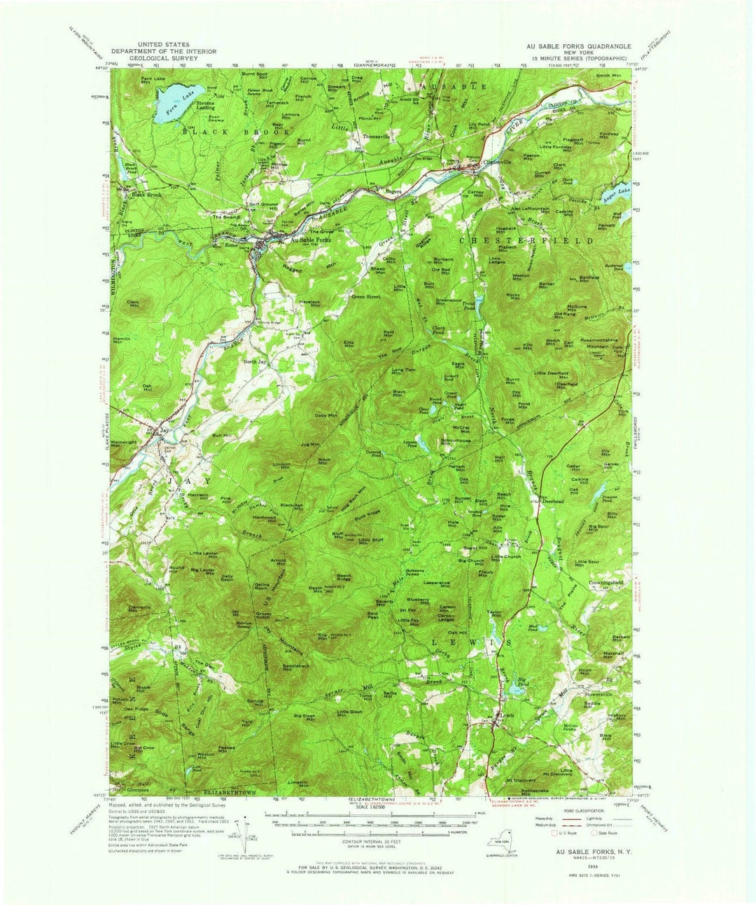 1953 Au Sable Forks, NY - New York - USGS Topographic Map