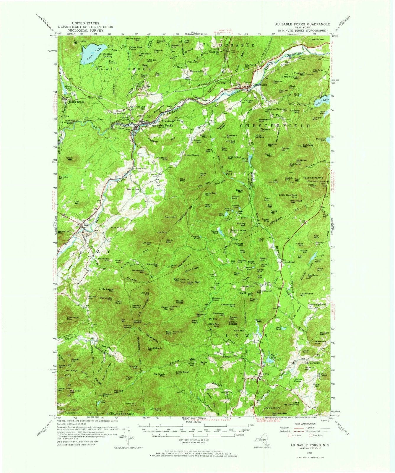 1953 Au Sable Forks, NY - New York - USGS Topographic Map