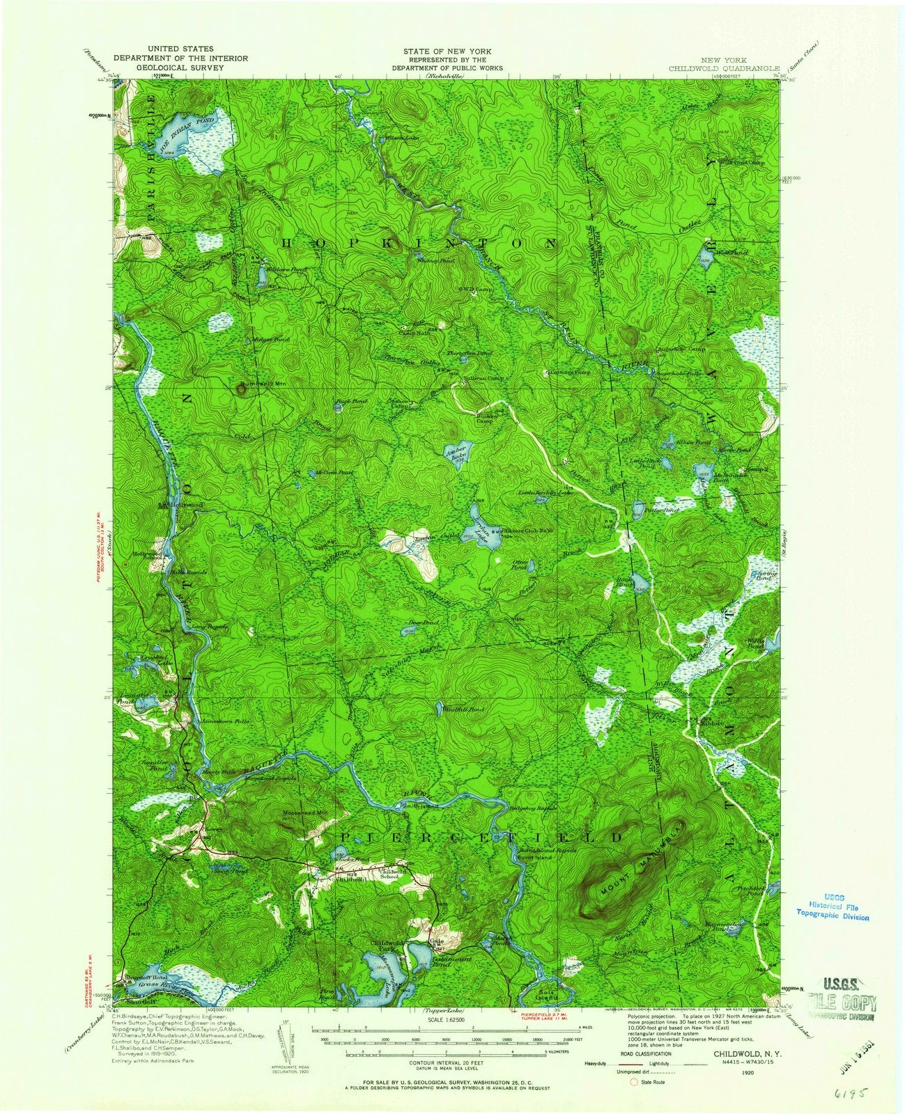 1920 Childwold, NY - New York - USGS Topographic Map