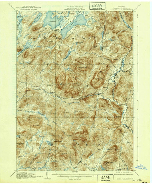 1907 Lake Pleasant, NY - New York - USGS Topographic Map