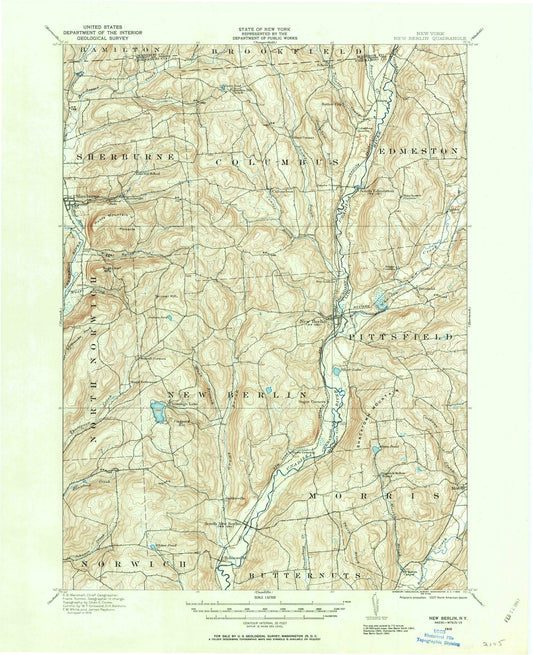 1910 New Berlin, NY - New York - USGS Topographic Map