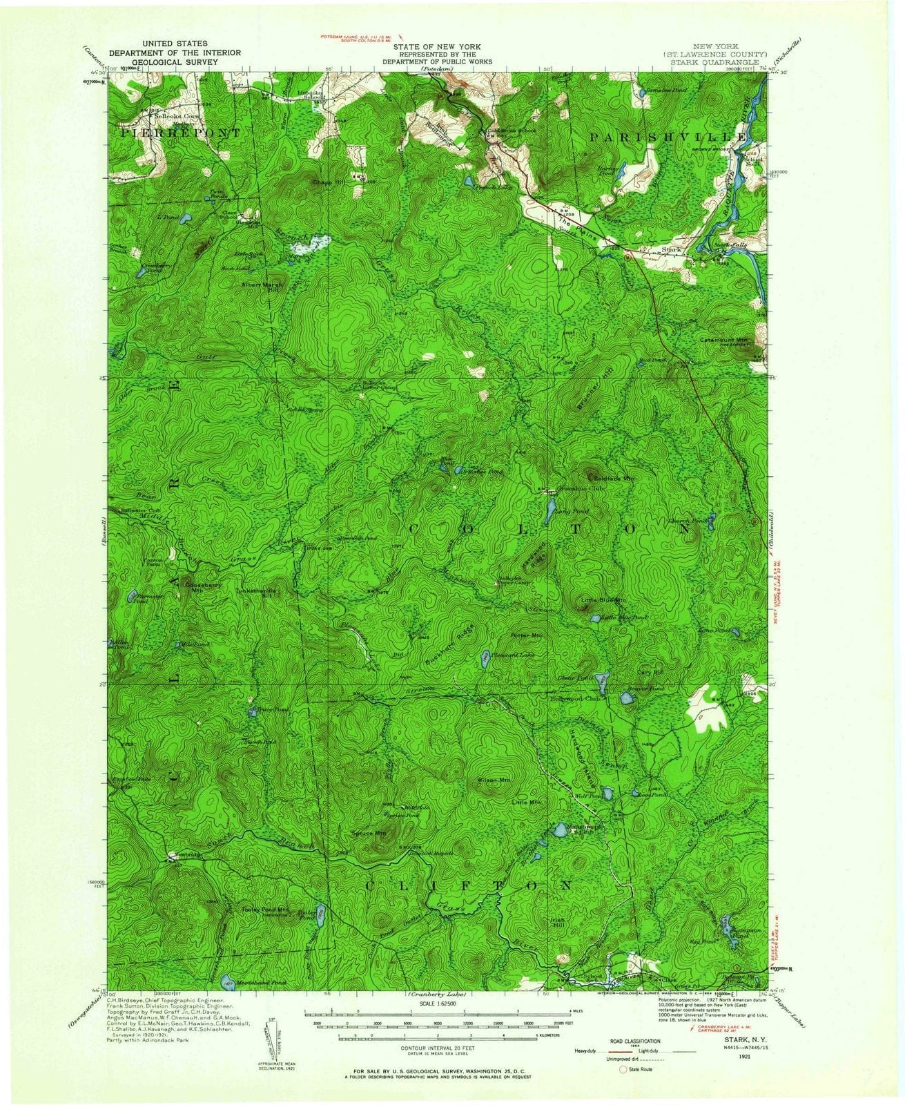 1921 Stark, NY - New York - USGS Topographic Map