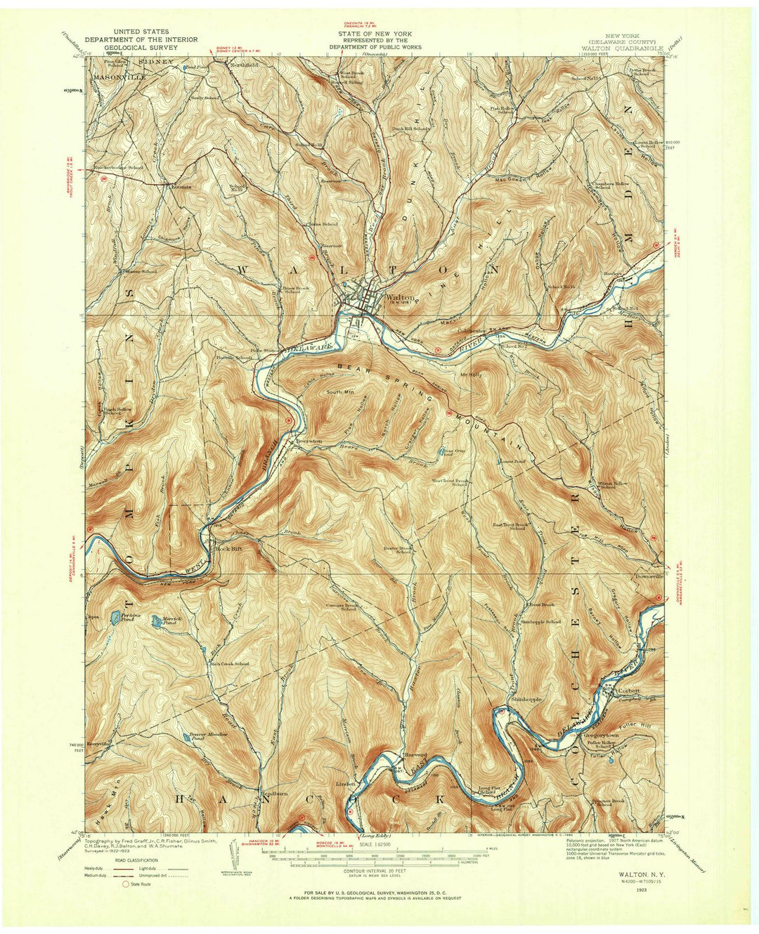 1923 Walton, NY - New York - USGS Topographic Map