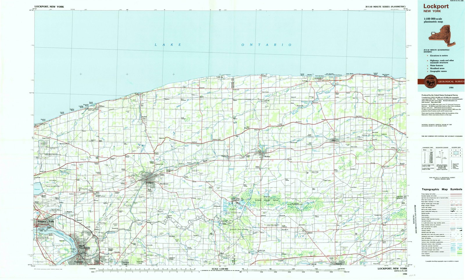 1984 Lockport, NY - New York - USGS Topographic Map