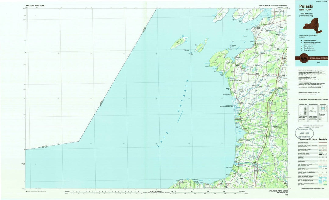 1985 Pulaski, NY - New York - USGS Topographic Map