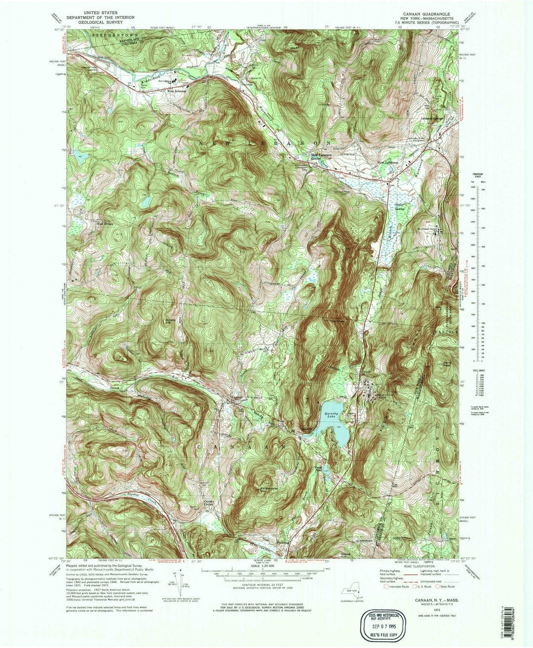 1973 Canaan, NY - New York - USGS Topographic Map