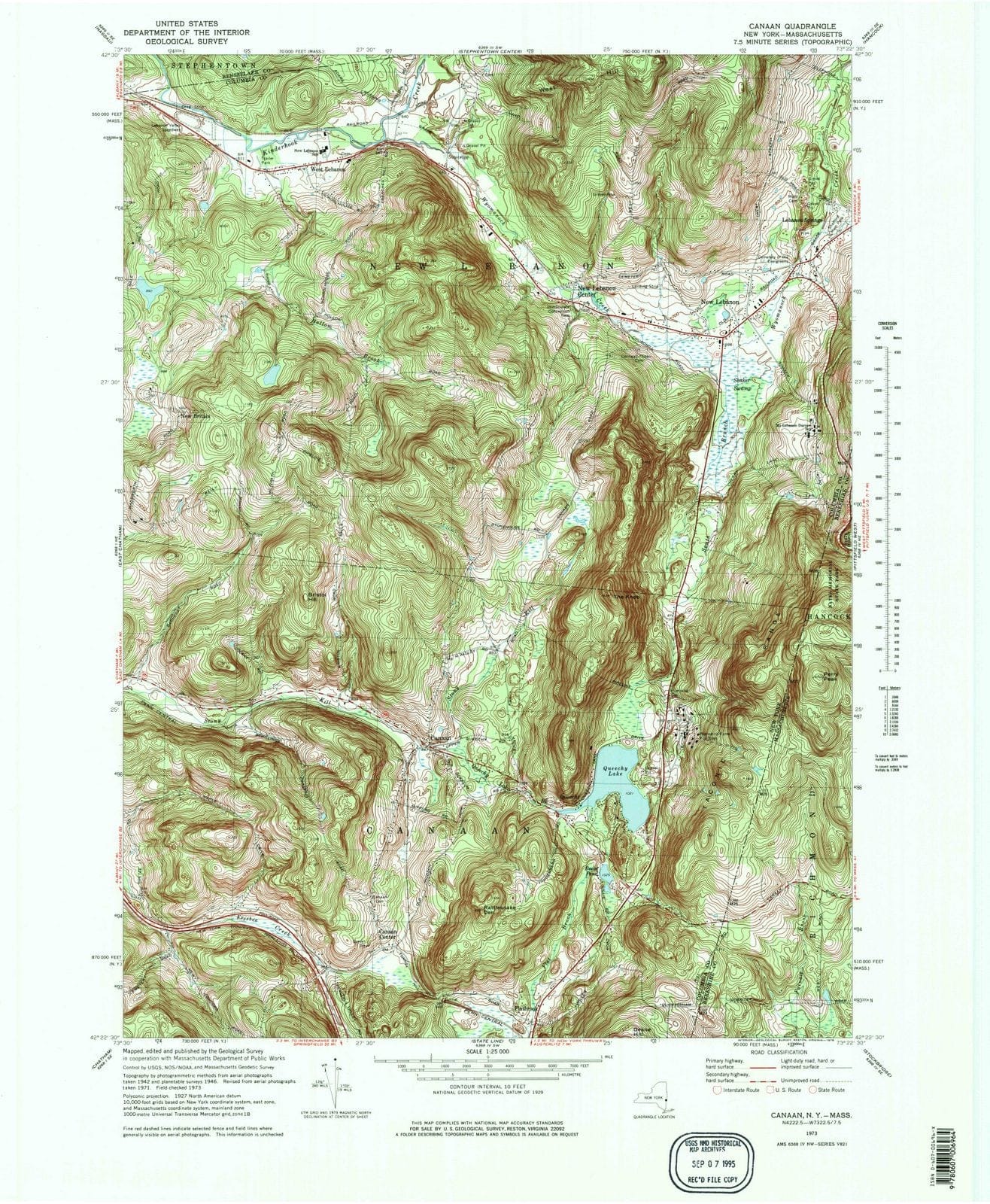 1973 Canaan, NY - New York - USGS Topographic Map