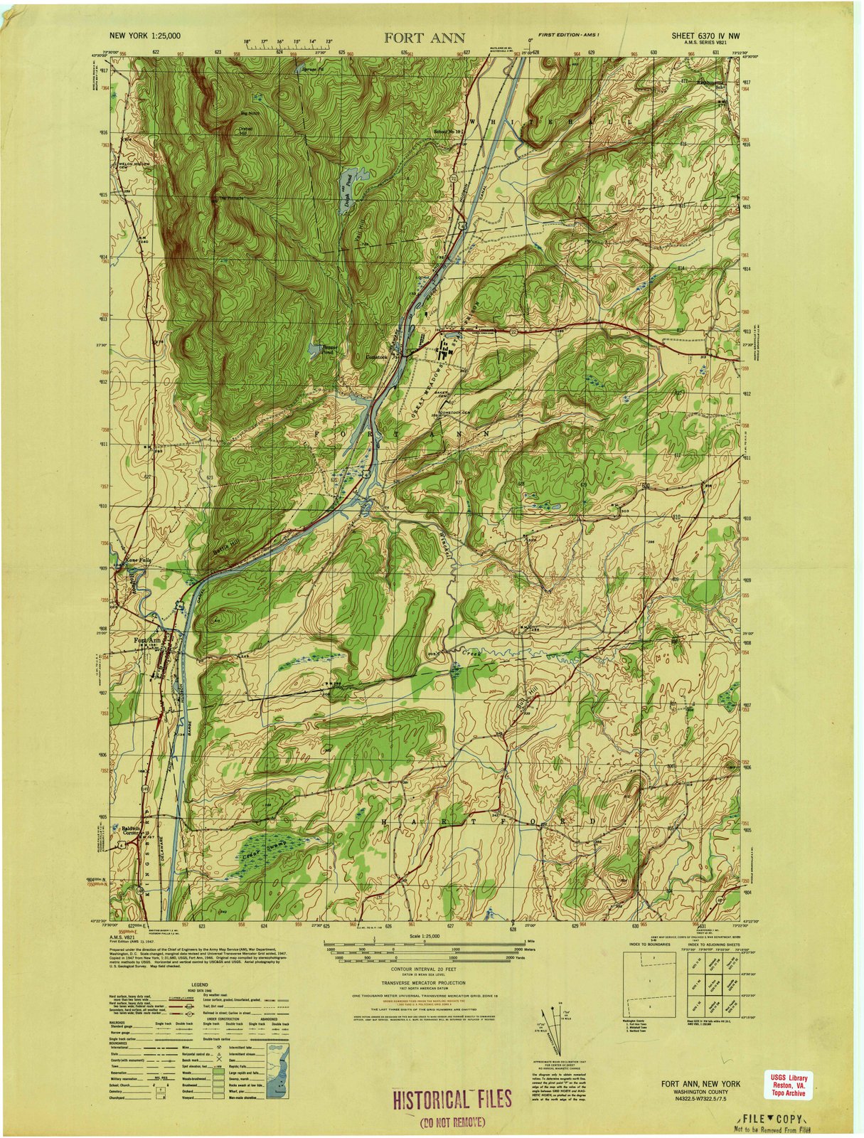 1947 Fort Ann, NY - New York - USGS Topographic Map