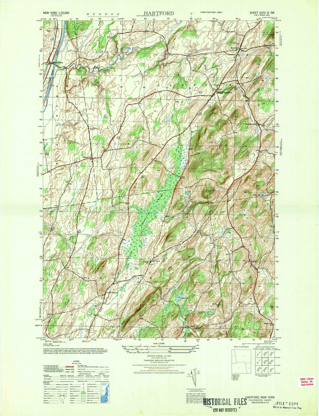 1947 Hartford, NY - New York - USGS Topographic Map