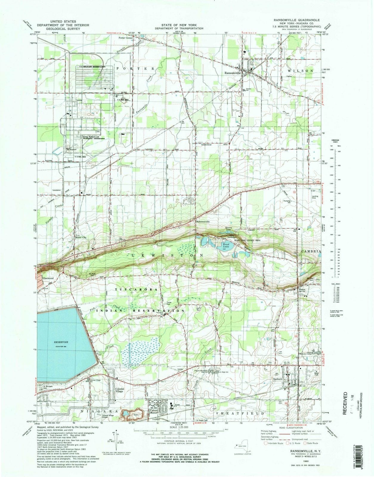 1980 Ransomville, NY - New York - USGS Topographic Map