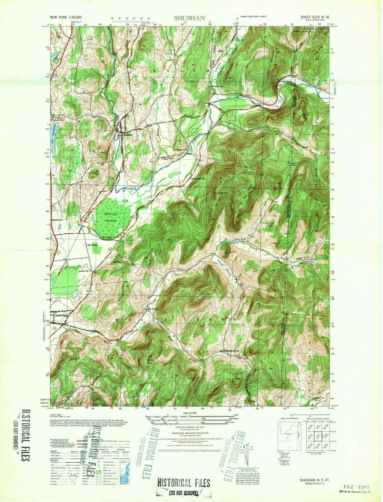1947 Shushan, NY - New York - USGS Topographic Map