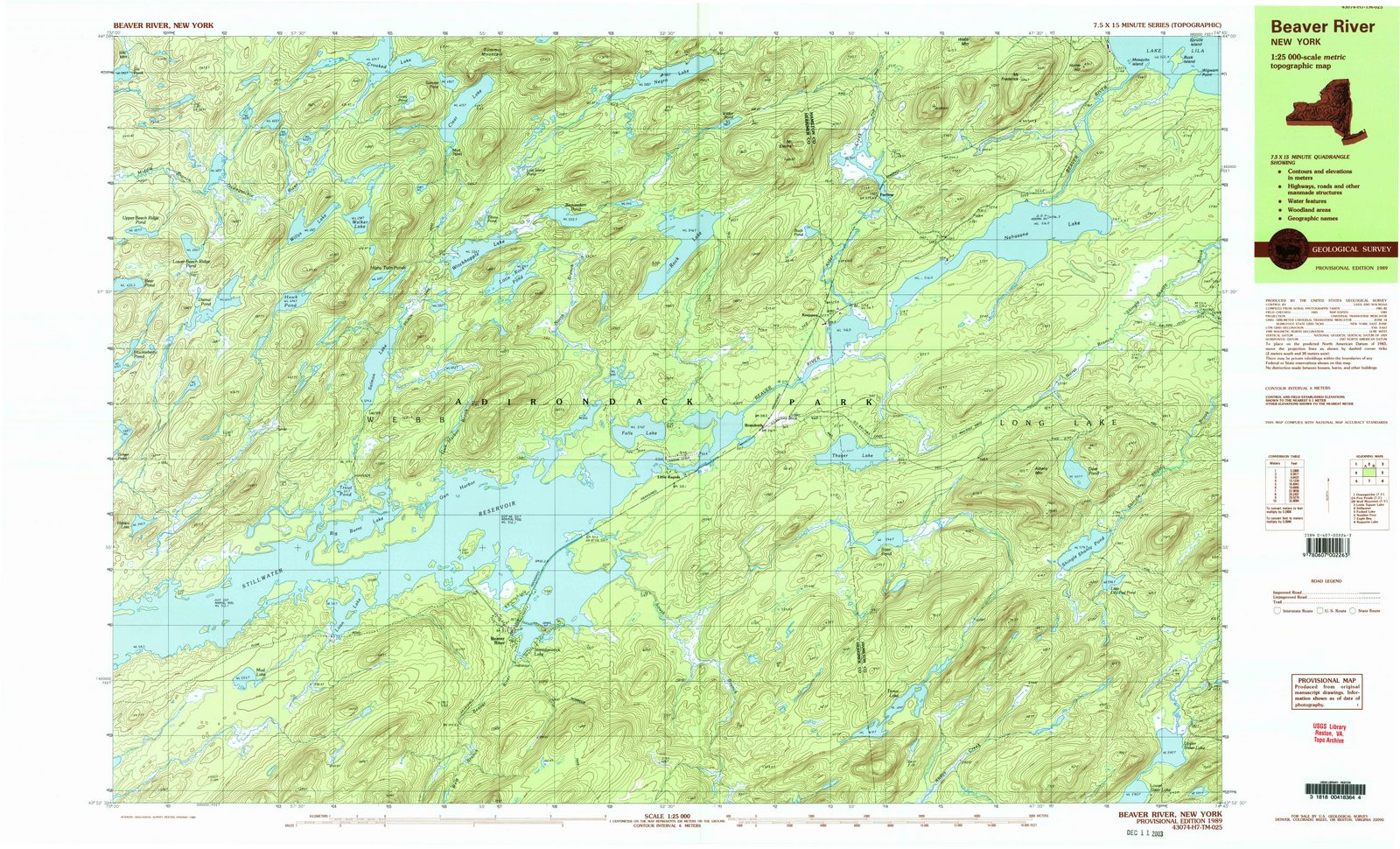 1989 Beavers River, NY - New York - USGS Topographic Map