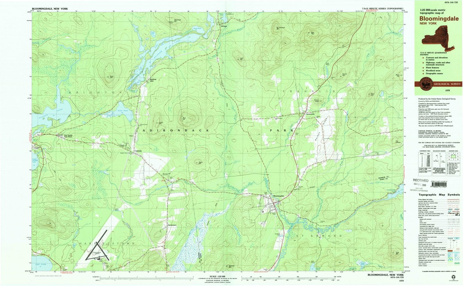 1978 Bloomingdale, NY - New York - USGS Topographic Map