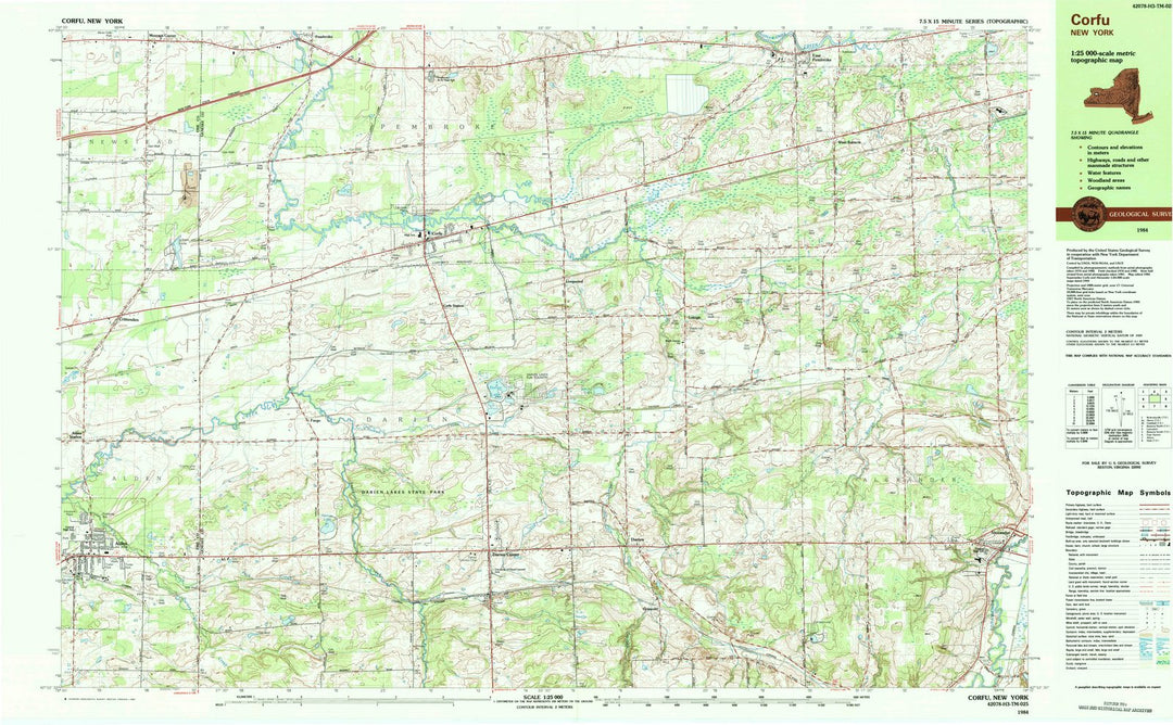 1984 Corfu, NY - New York - USGS Topographic Map