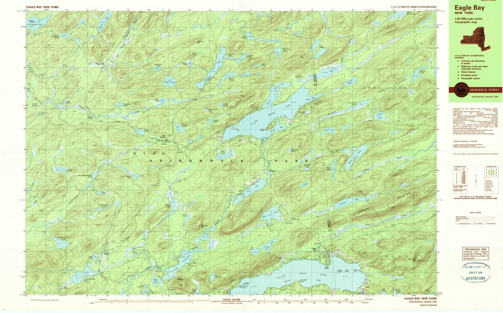 1989 Eagle Bay, NY - New York - USGS Topographic Map