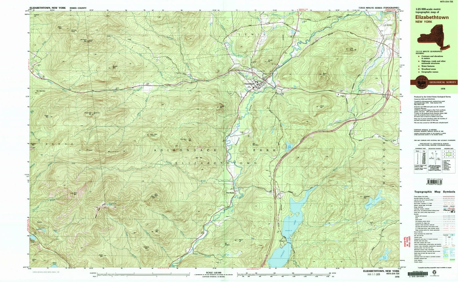 1978 Elizabethtown, NY - New York - USGS Topographic Map