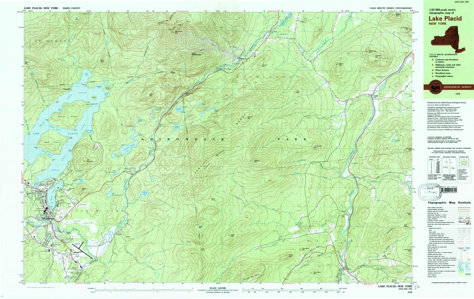 1979 Lake Placid, NY - New York - USGS Topographic Map