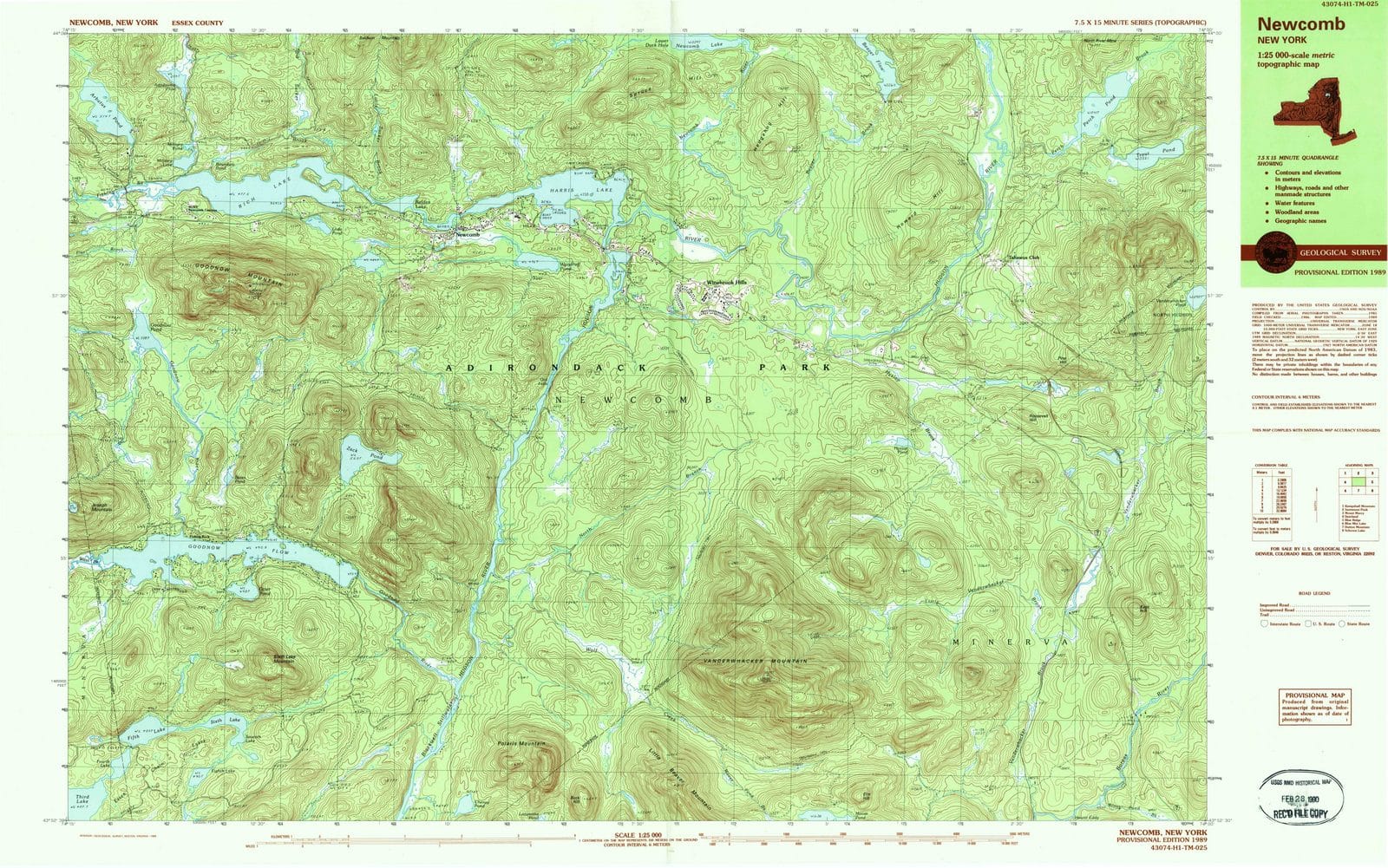 1989 Newcomb, NY - New York - USGS Topographic Map