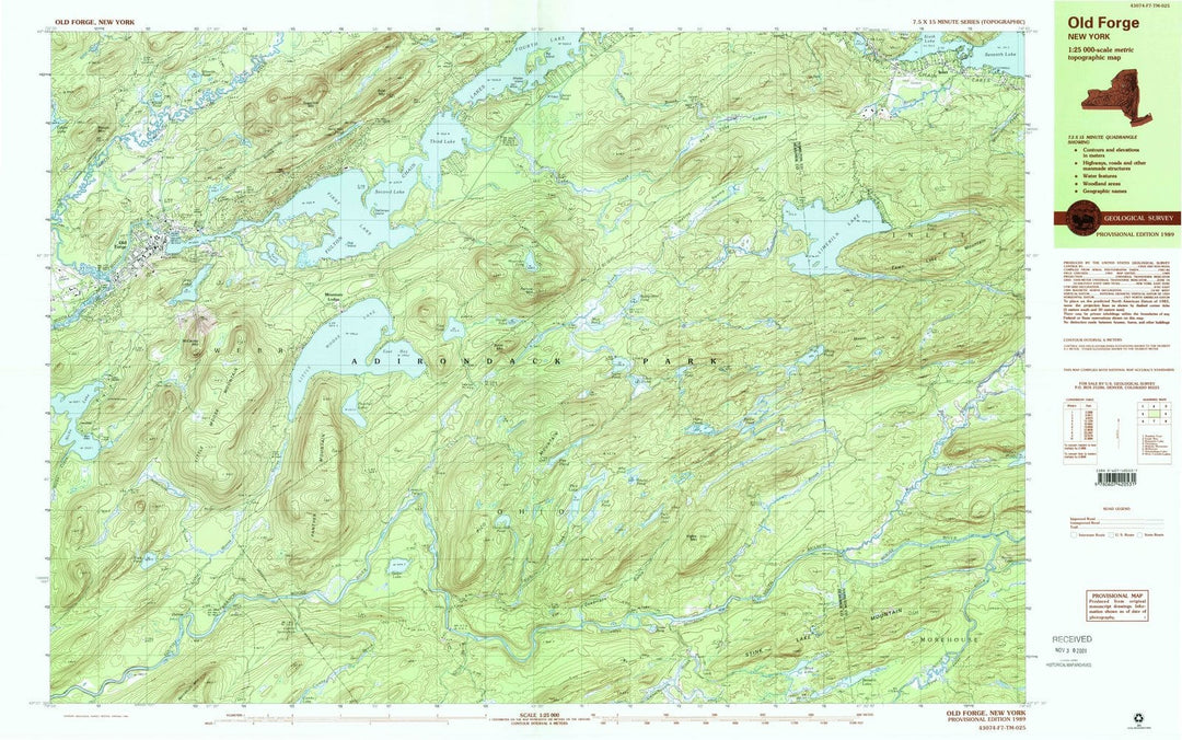 1989 Old Forge, NY - New York - USGS Topographic Map