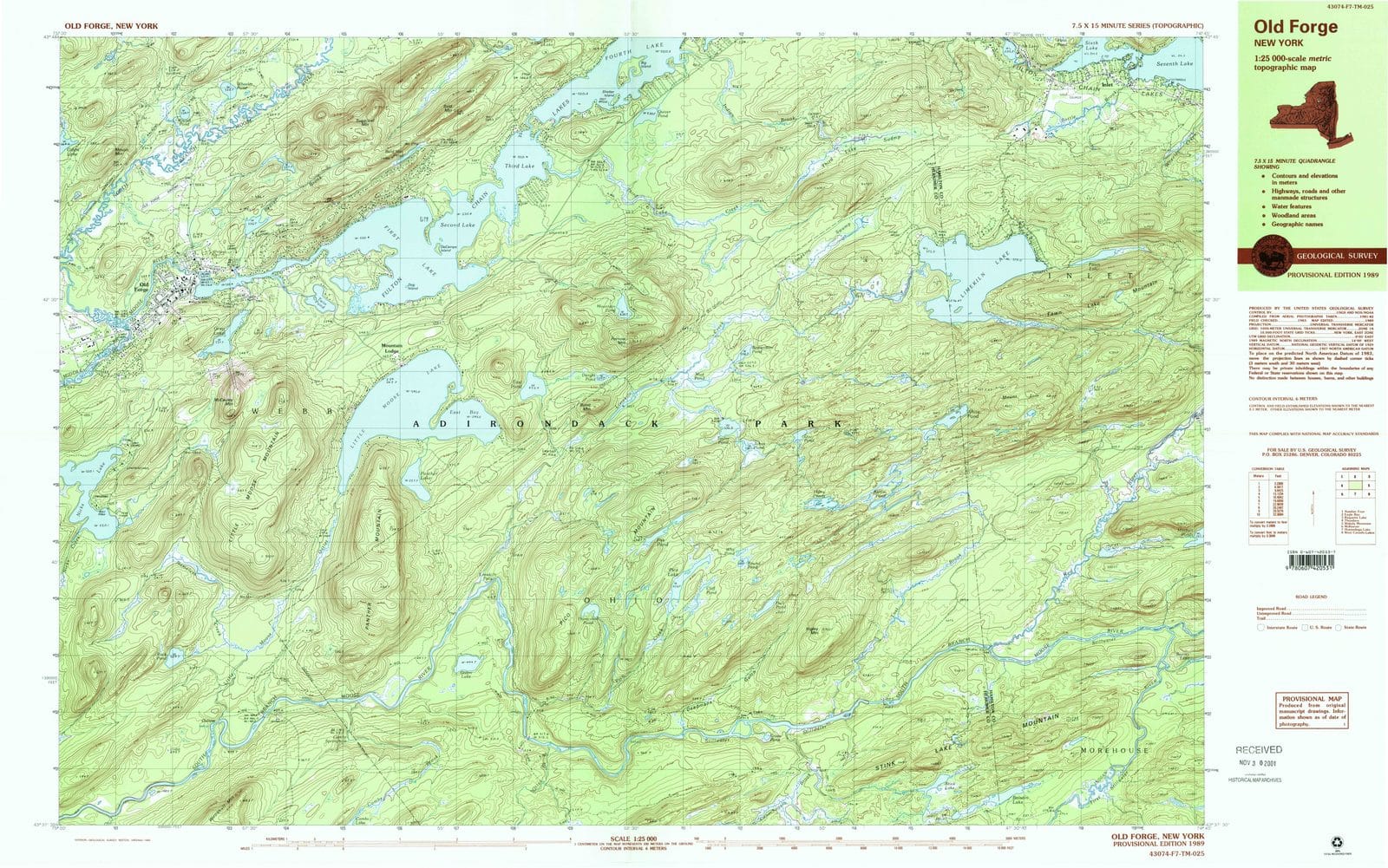 1989 Old Forge, NY - New York - USGS Topographic Map