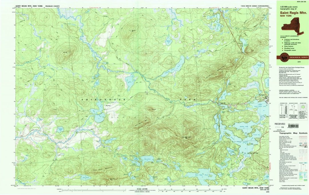 1979 Saint Regis MTN, NY - New York - USGS Topographic Map