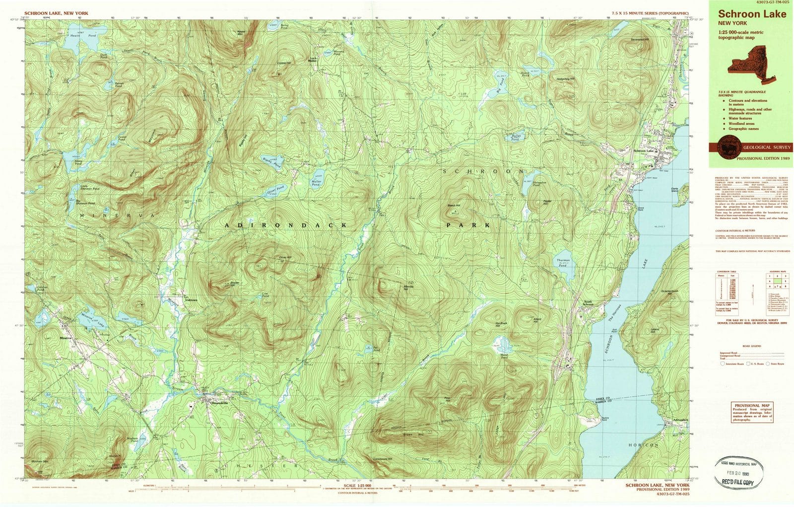 1989 Schroon Lake, NY - New York - USGS Topographic Map