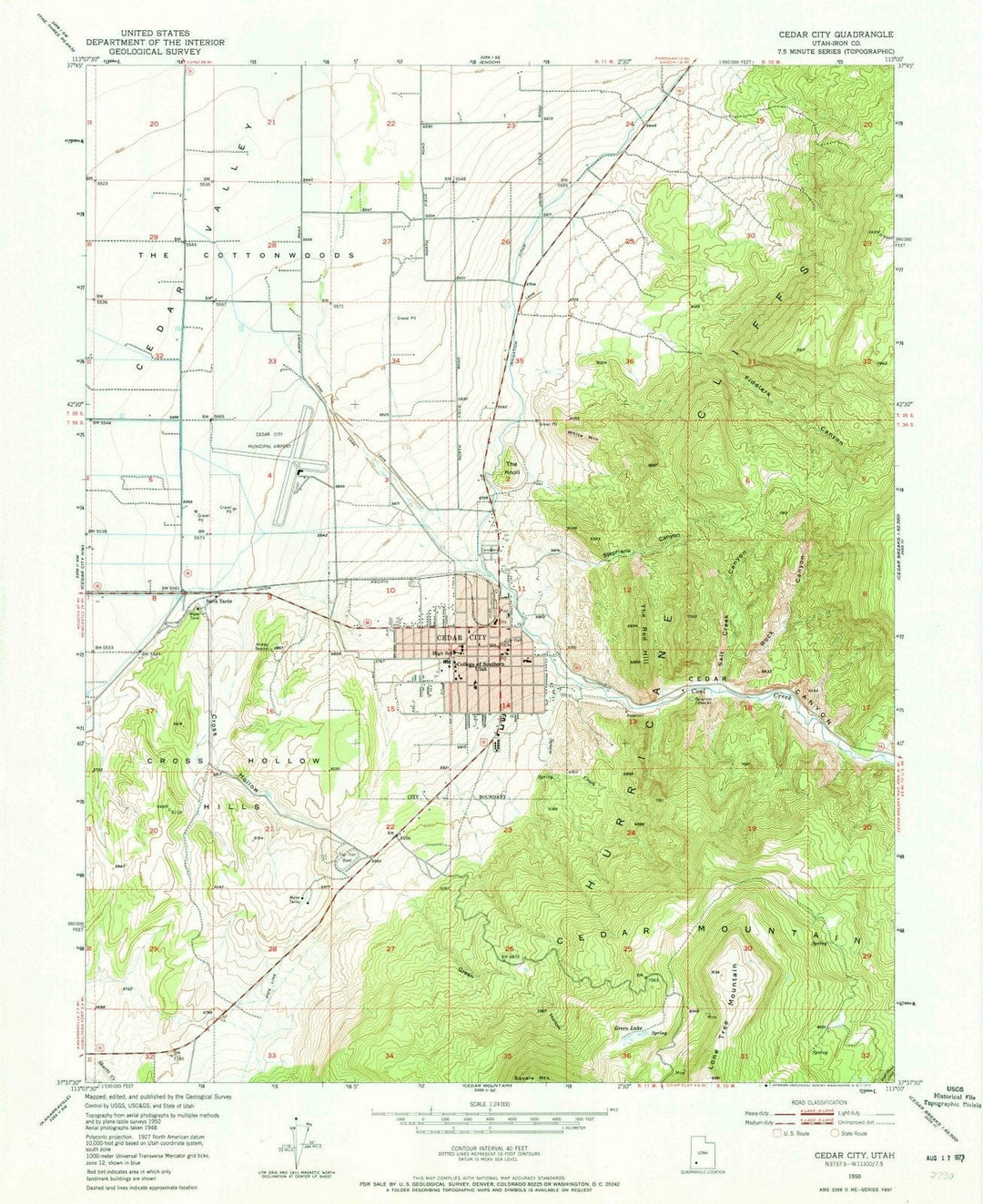 1950 Cedar City, UT - Utah - USGS Topographic Map