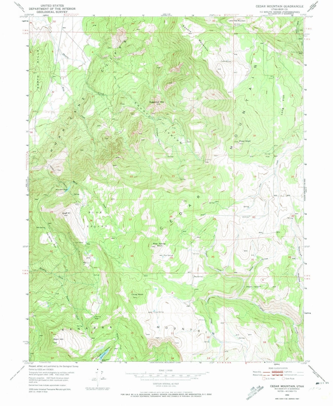 1950 Cedar Mountain, UT - Utah - USGS Topographic Map