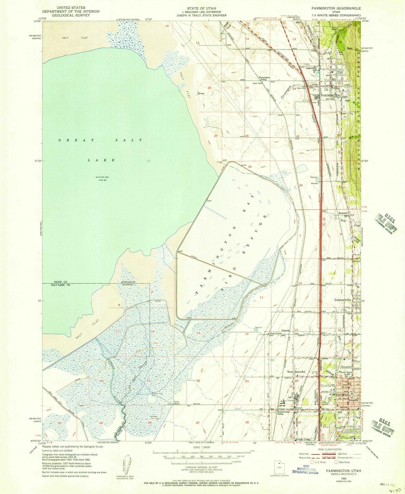 1952 Farmington, UT - Utah - USGS Topographic Map