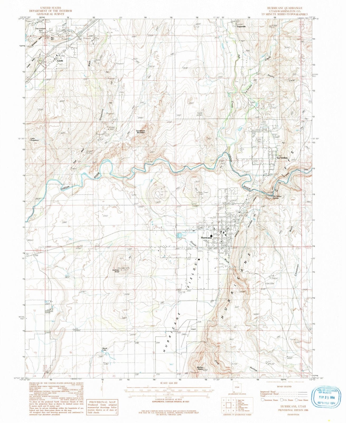 1986 Hurricane, UT - Utah - USGS Topographic Map