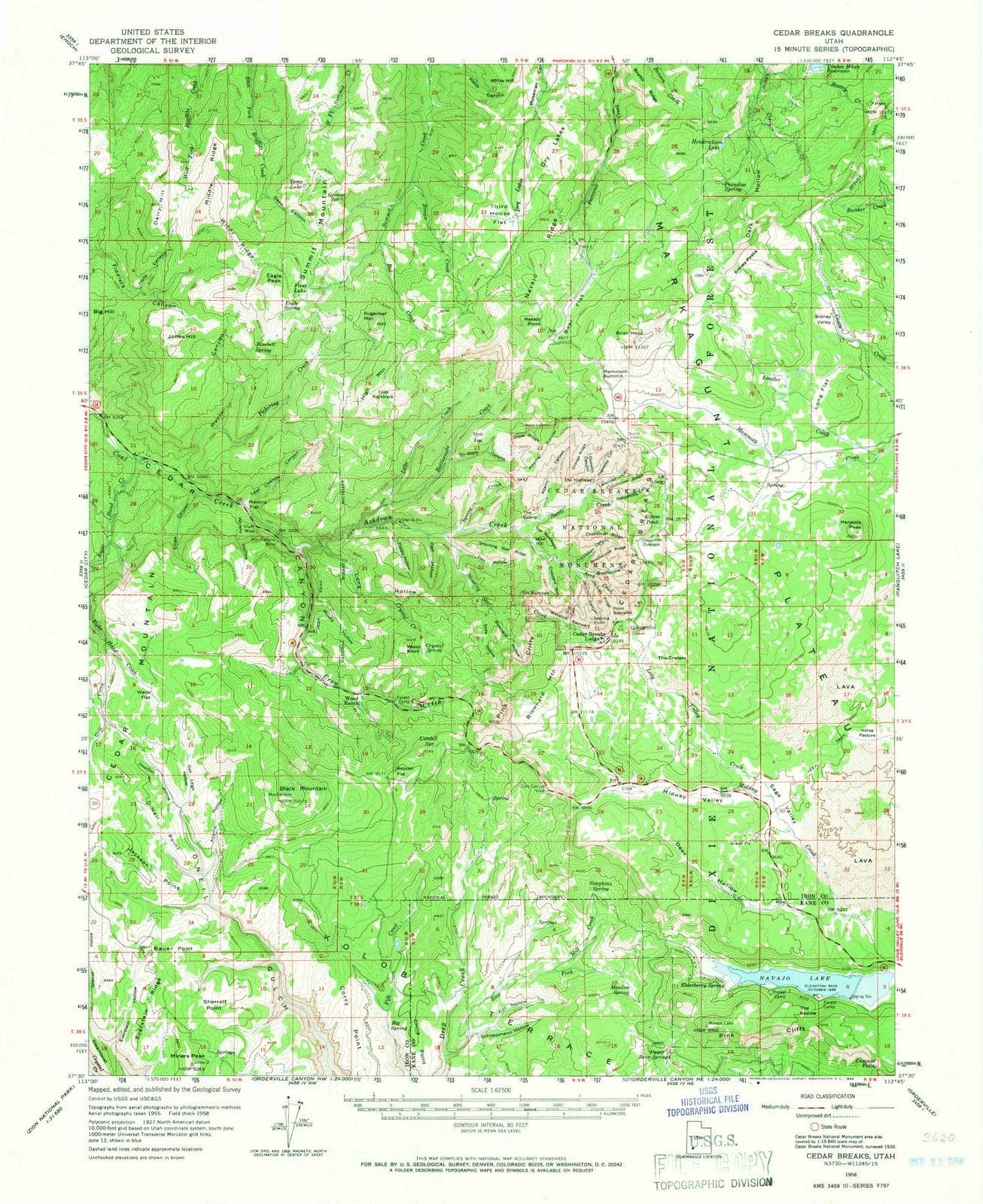 1958 Cedar Breaks, UT - Utah - USGS Topographic Map