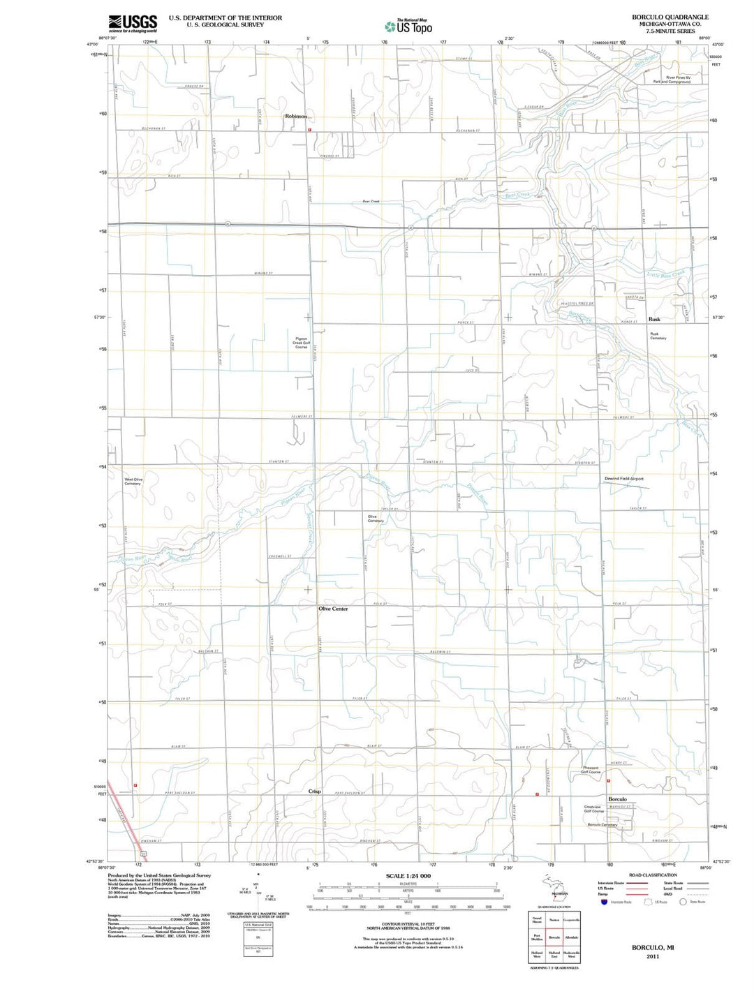 2011 Borculo, MI - Michigan - USGS Topographic Map