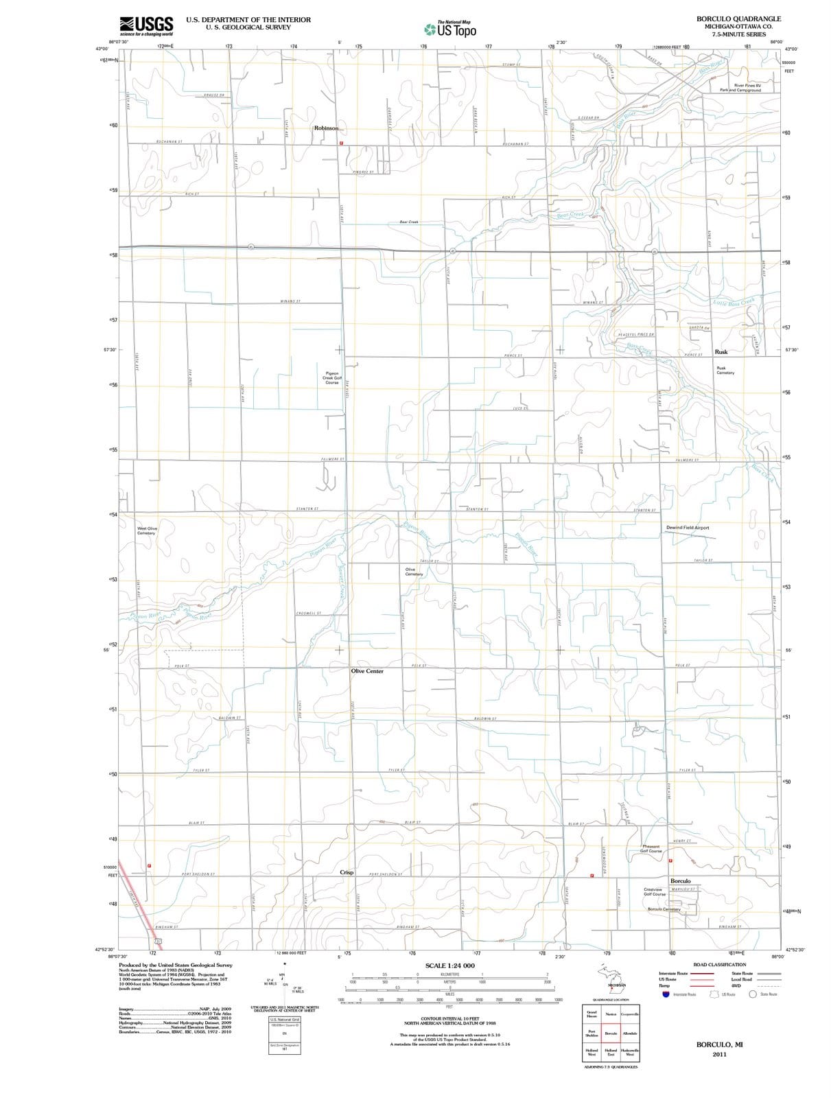 2011 Borculo, MI - Michigan - USGS Topographic Map