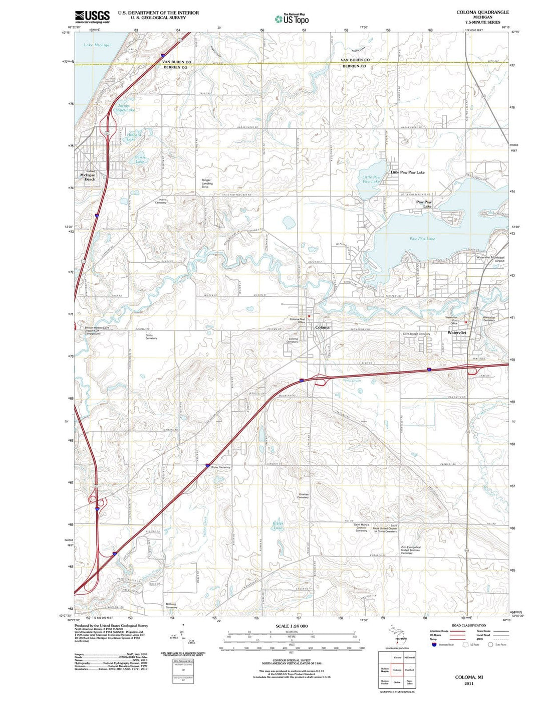 2011 Coloma, MI - Michigan - USGS Topographic Map