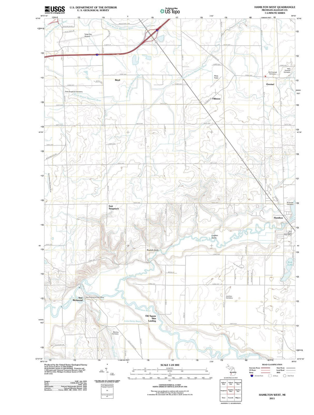 2011 Hamilton West, MI - Michigan - USGS Topographic Map