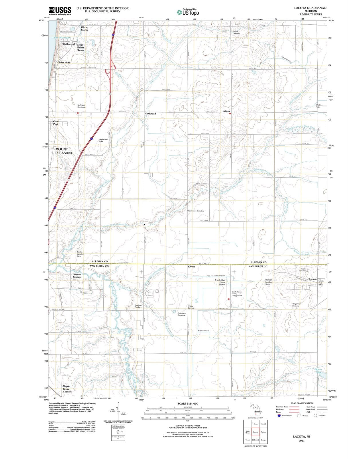 2011 Lacota, MI - Michigan - USGS Topographic Map