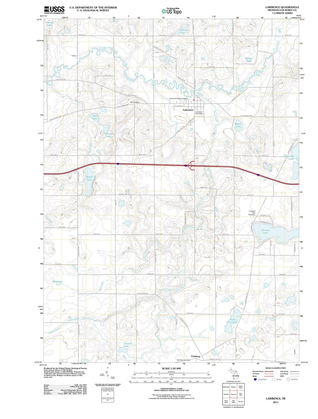 2011 Lawrence, MI - Michigan - USGS Topographic Map