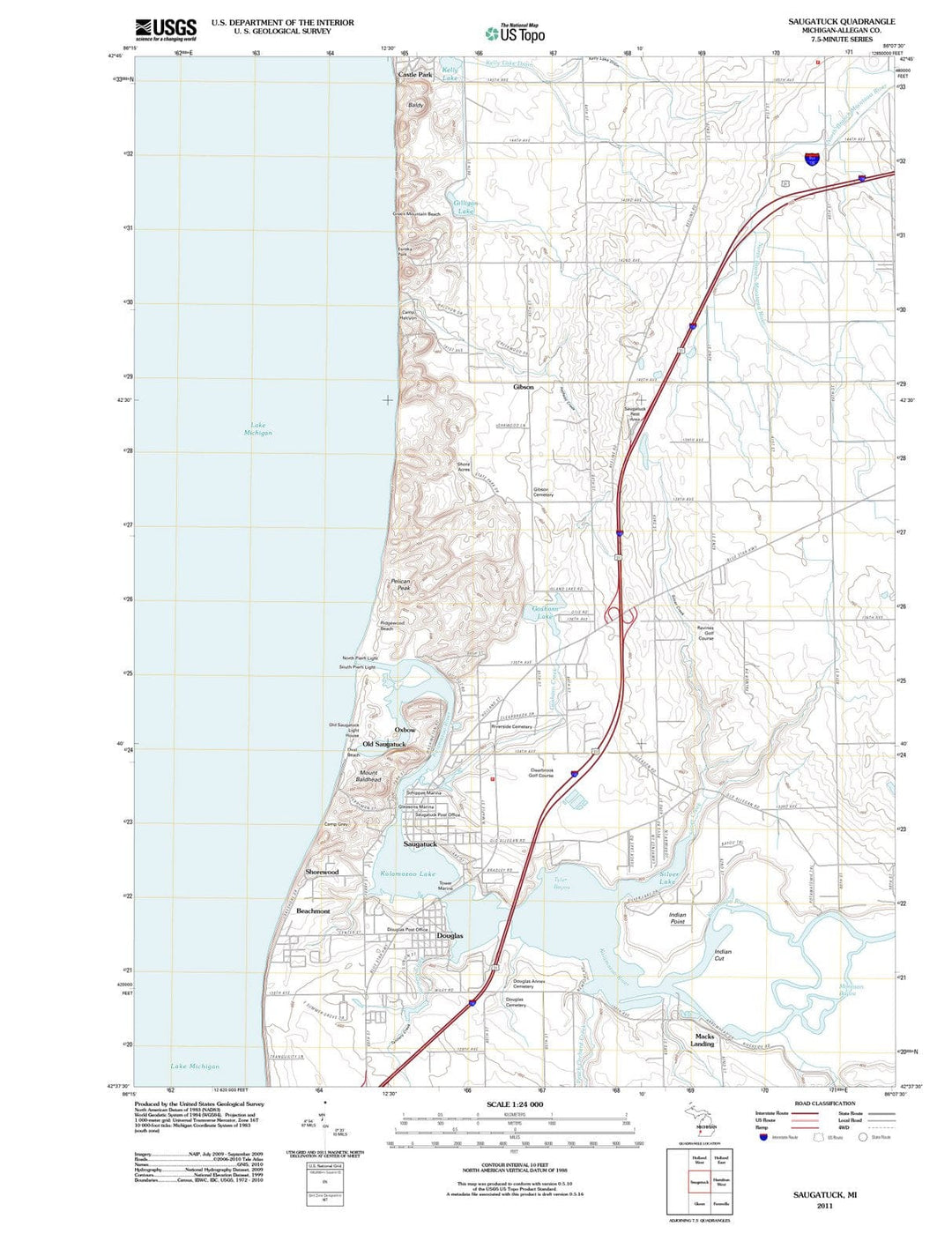 2011 Saugatuck, MI - Michigan - USGS Topographic Map