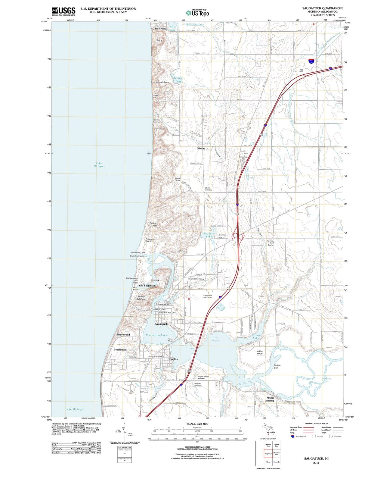 2011 Saugatuck, MI - Michigan - USGS Topographic Map