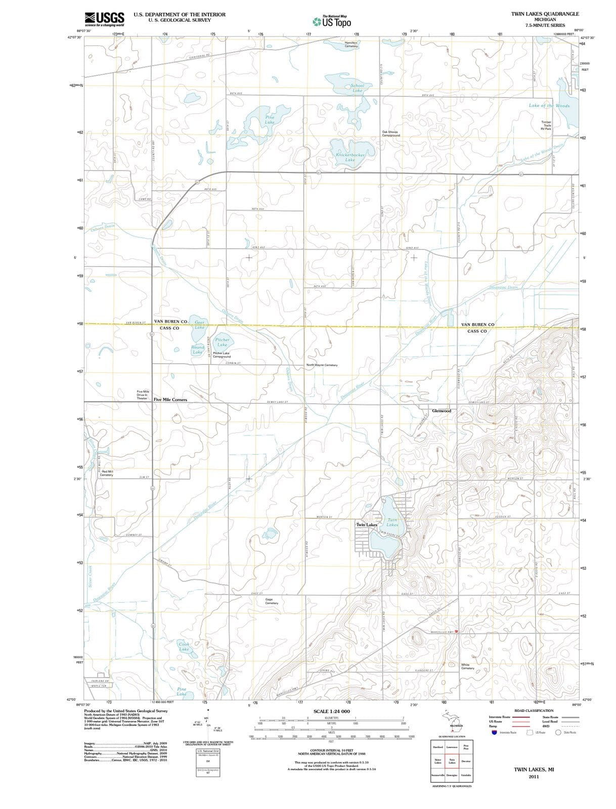 2011 Twin Lakes, MI - Michigan - USGS Topographic Map