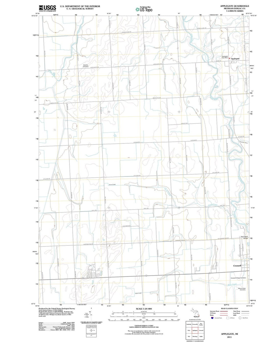 2011 Applegate, MI - Michigan - USGS Topographic Map