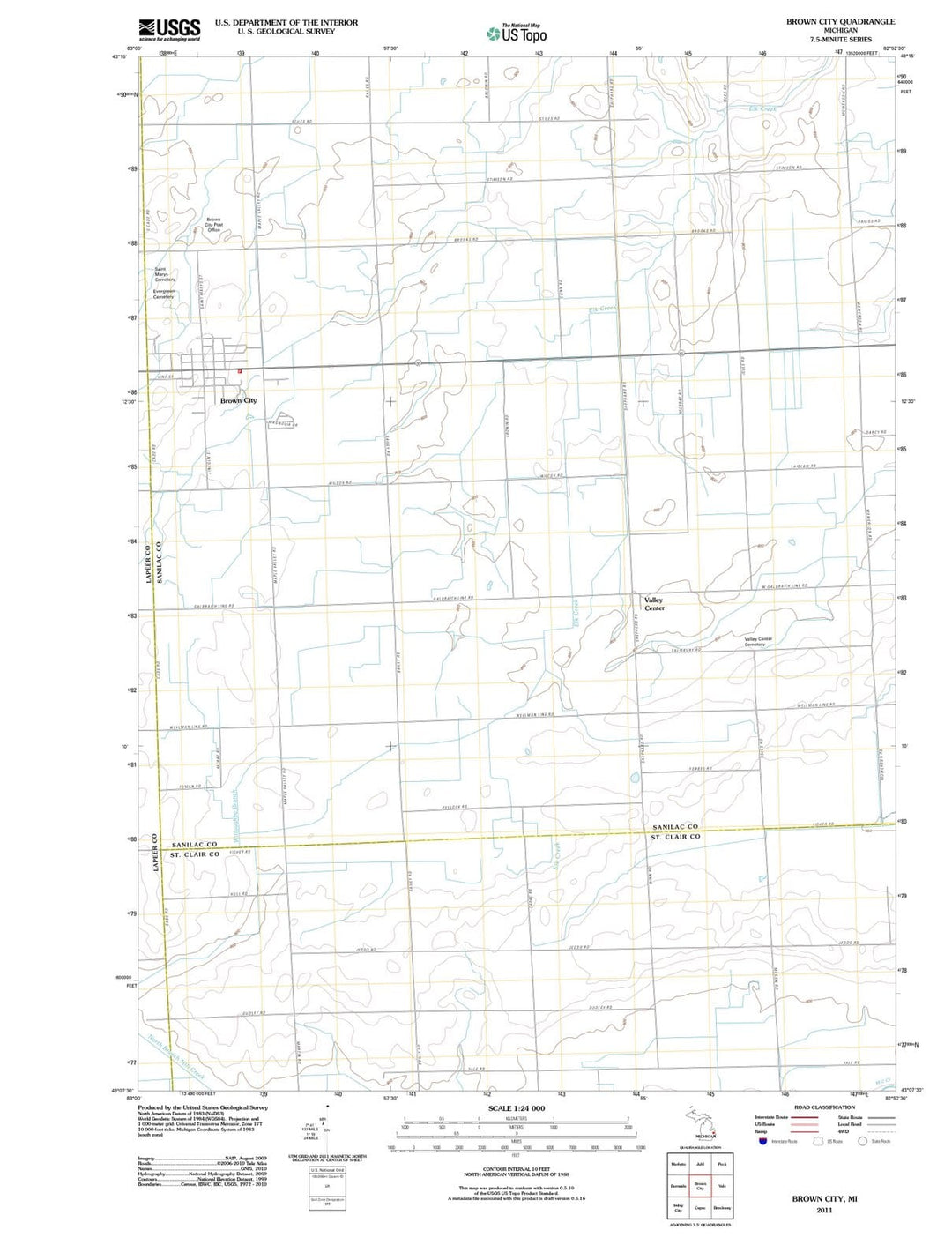 2011 Brown City, MI - Michigan - USGS Topographic Map