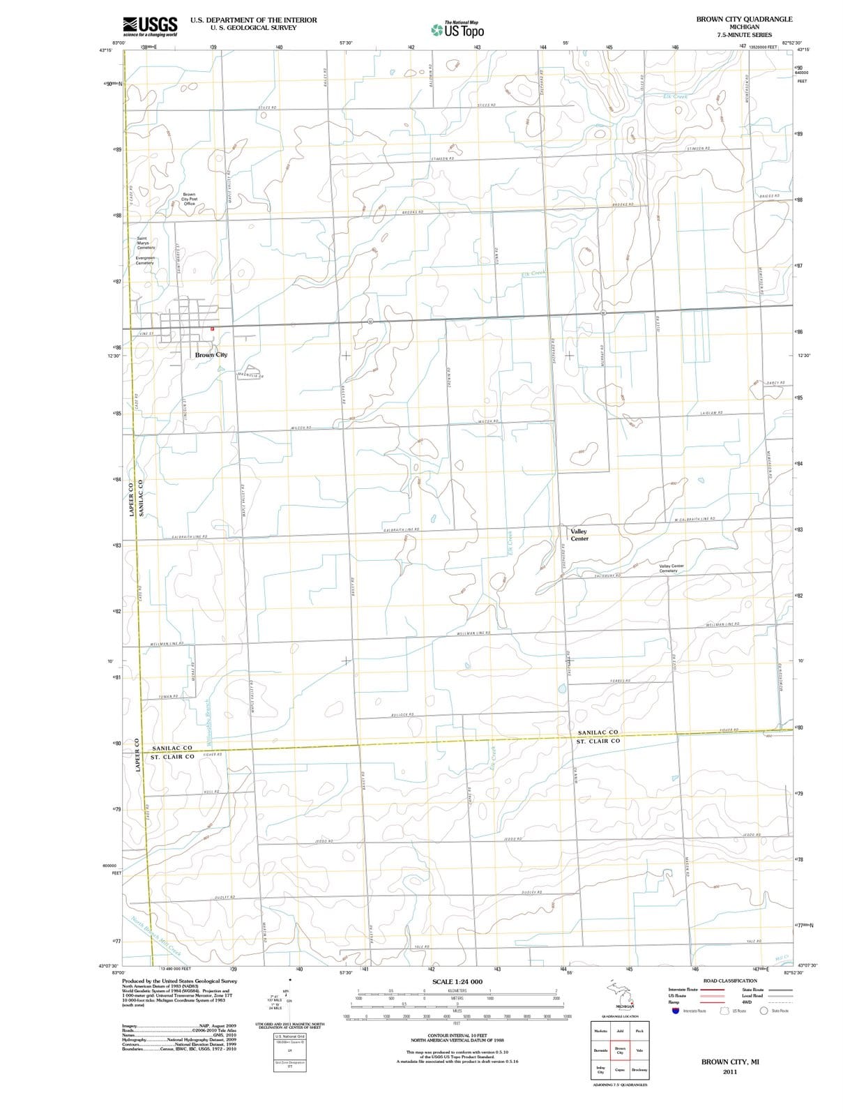 2011 Brown City, MI - Michigan - USGS Topographic Map