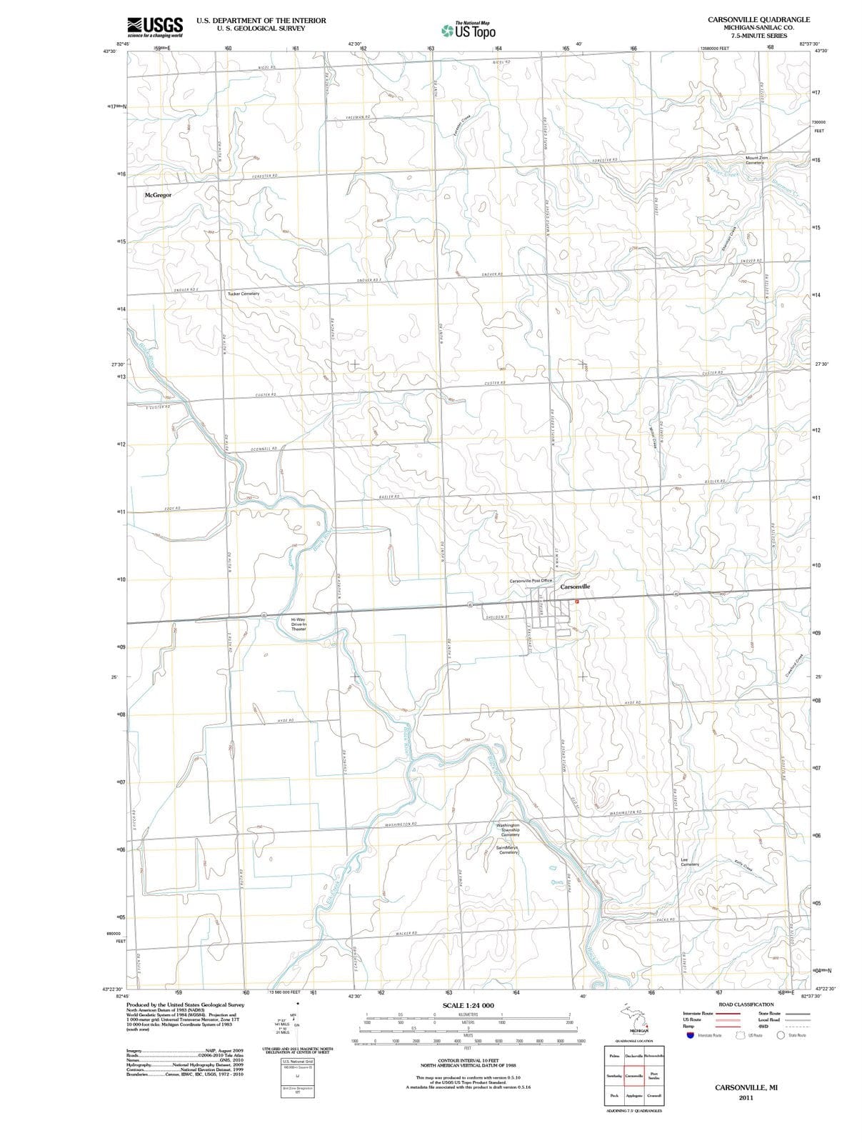 2011 Carsonville, MI - Michigan - USGS Topographic Map