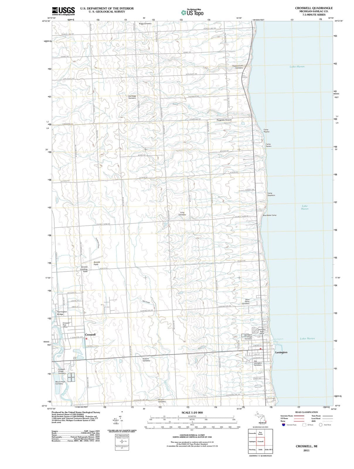 2011 Croswell, MI - Michigan - USGS Topographic Map