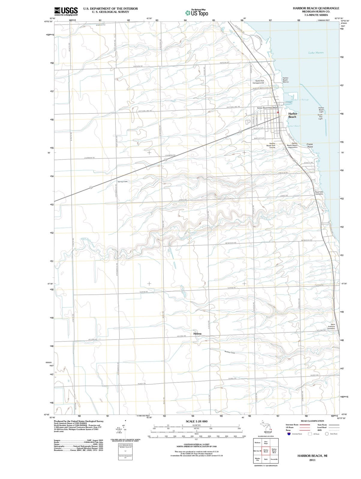2011 Harbor Beach, MI - Michigan - USGS Topographic Map