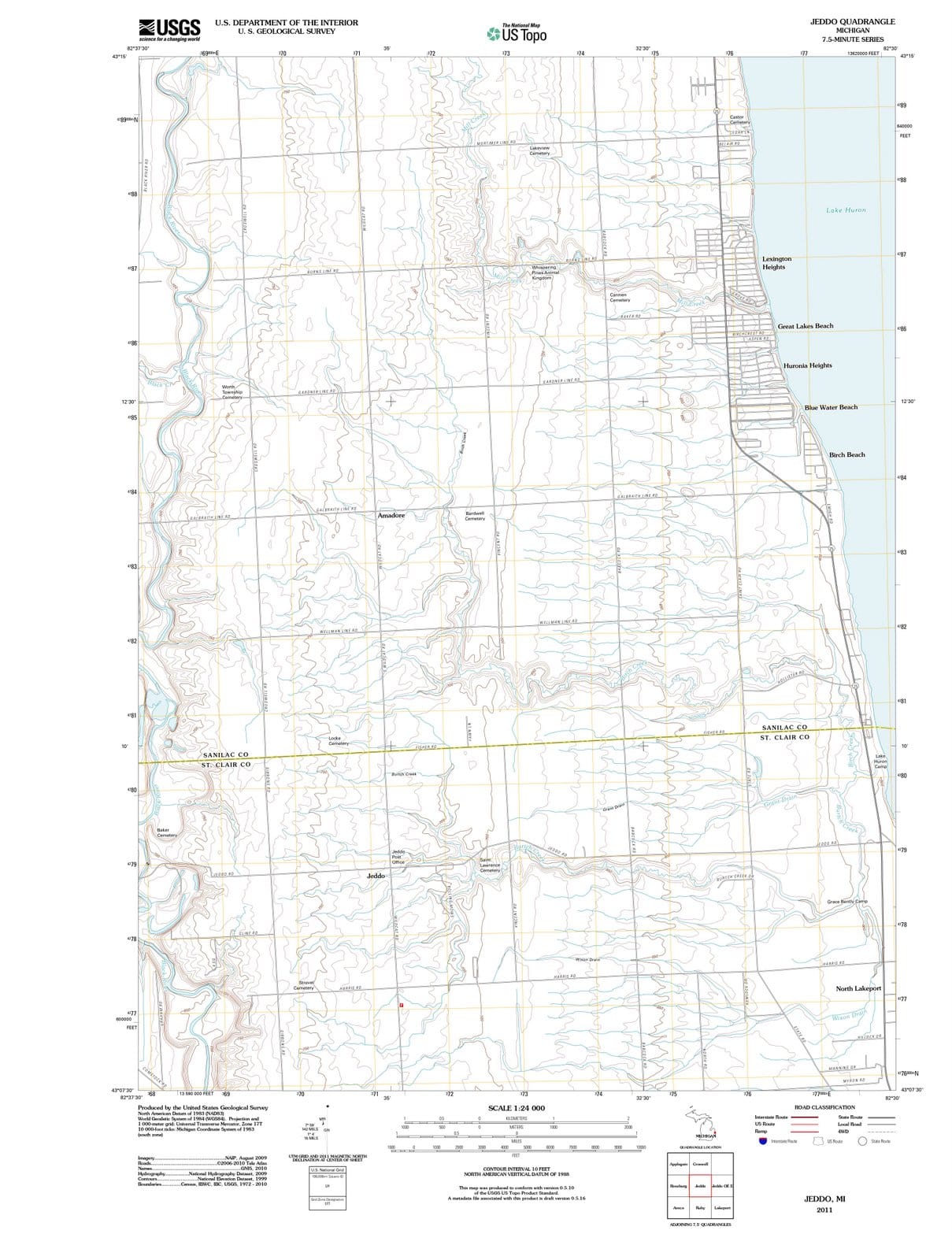 2011 Jeddo, MI - Michigan - USGS Topographic Map