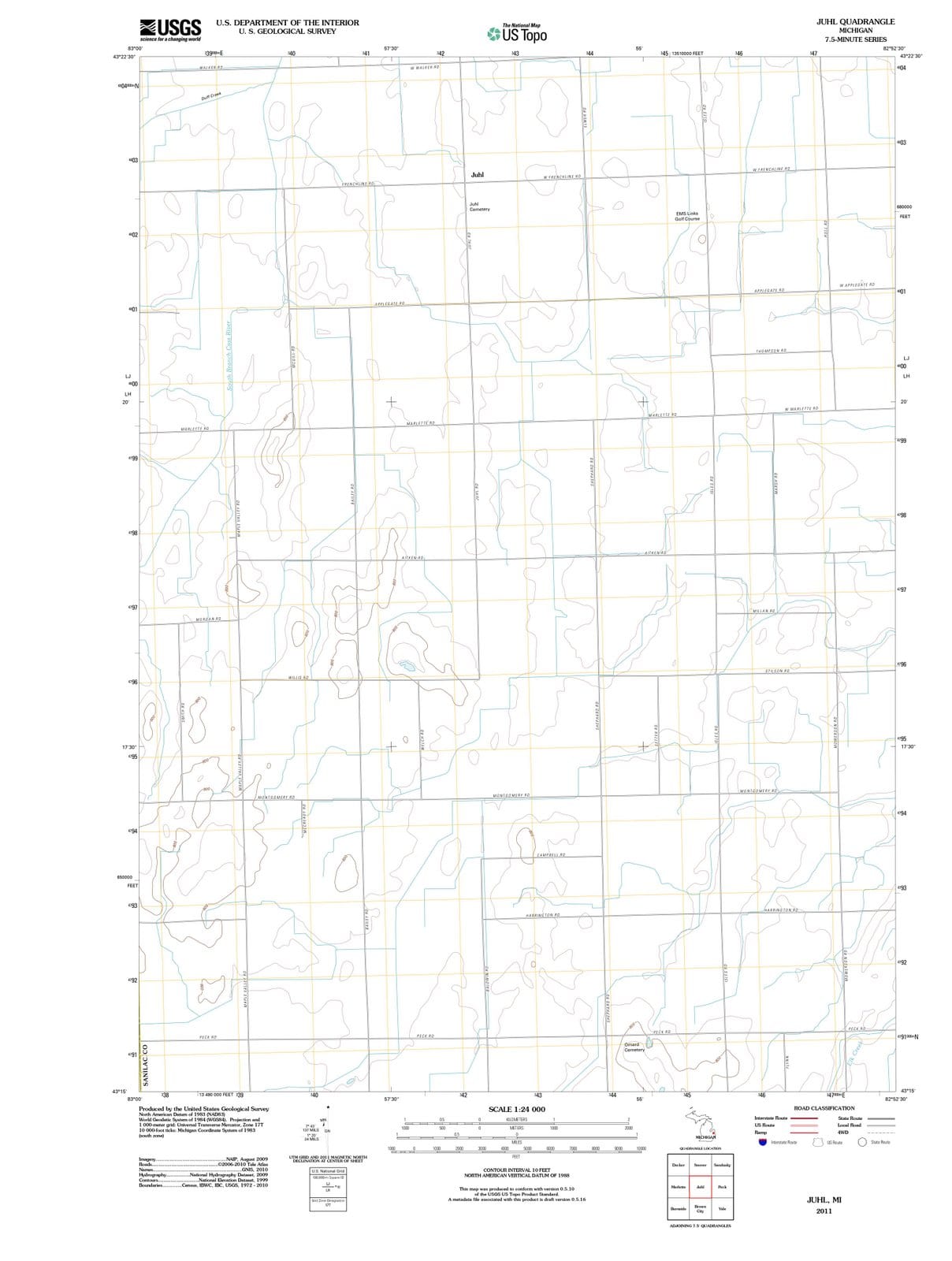 2011 Juhl, MI - Michigan - USGS Topographic Map