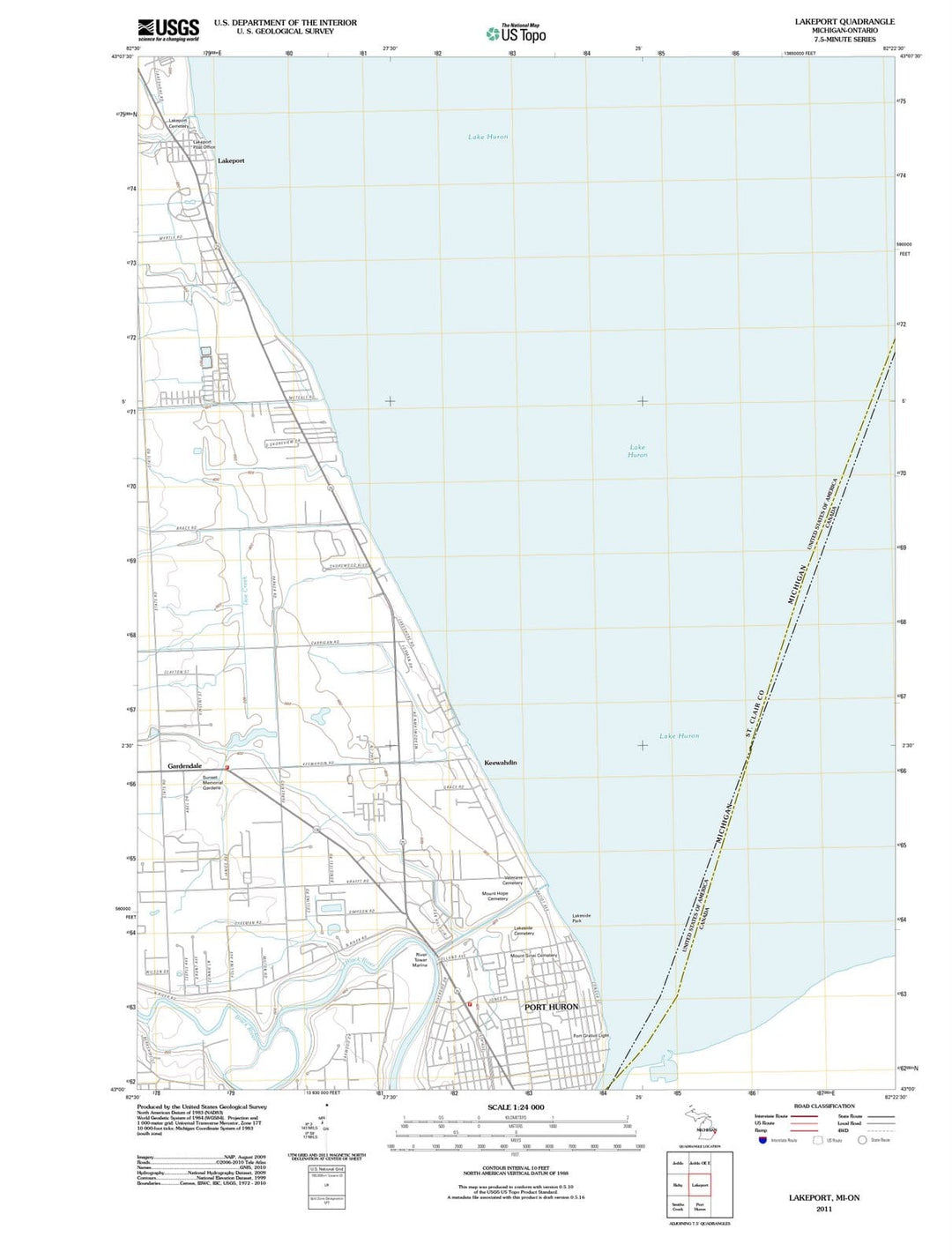 2011 Lakeport, MI - Michigan - USGS Topographic Map