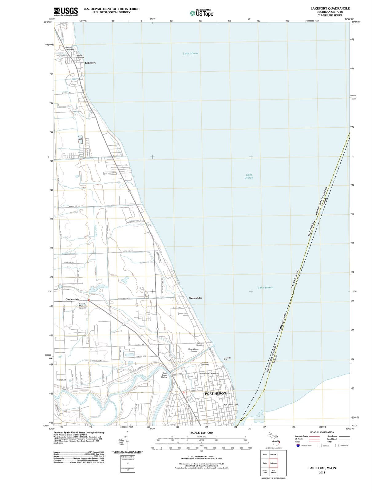 2011 Lakeport, MI - Michigan - USGS Topographic Map